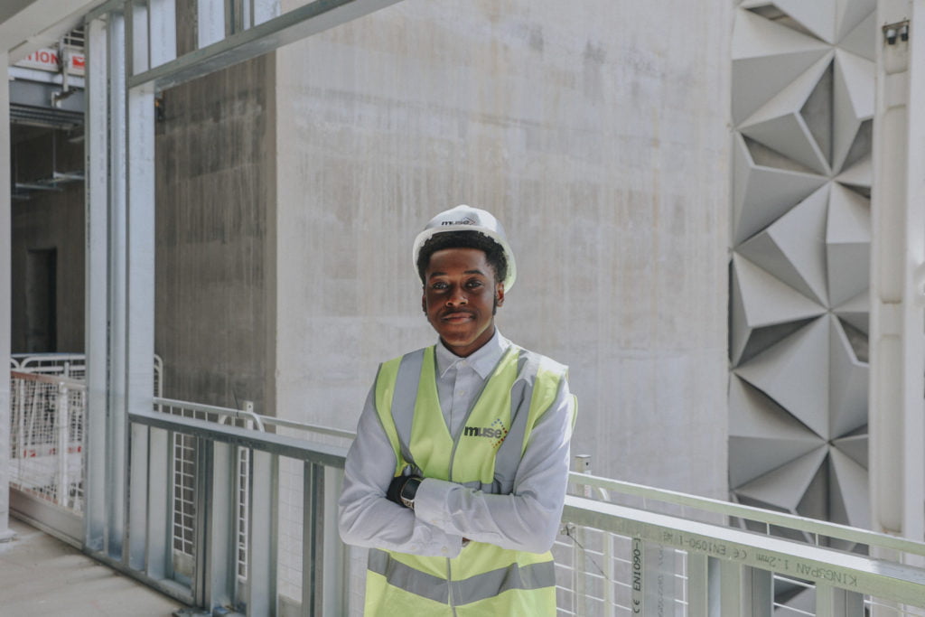 Young person on a building site