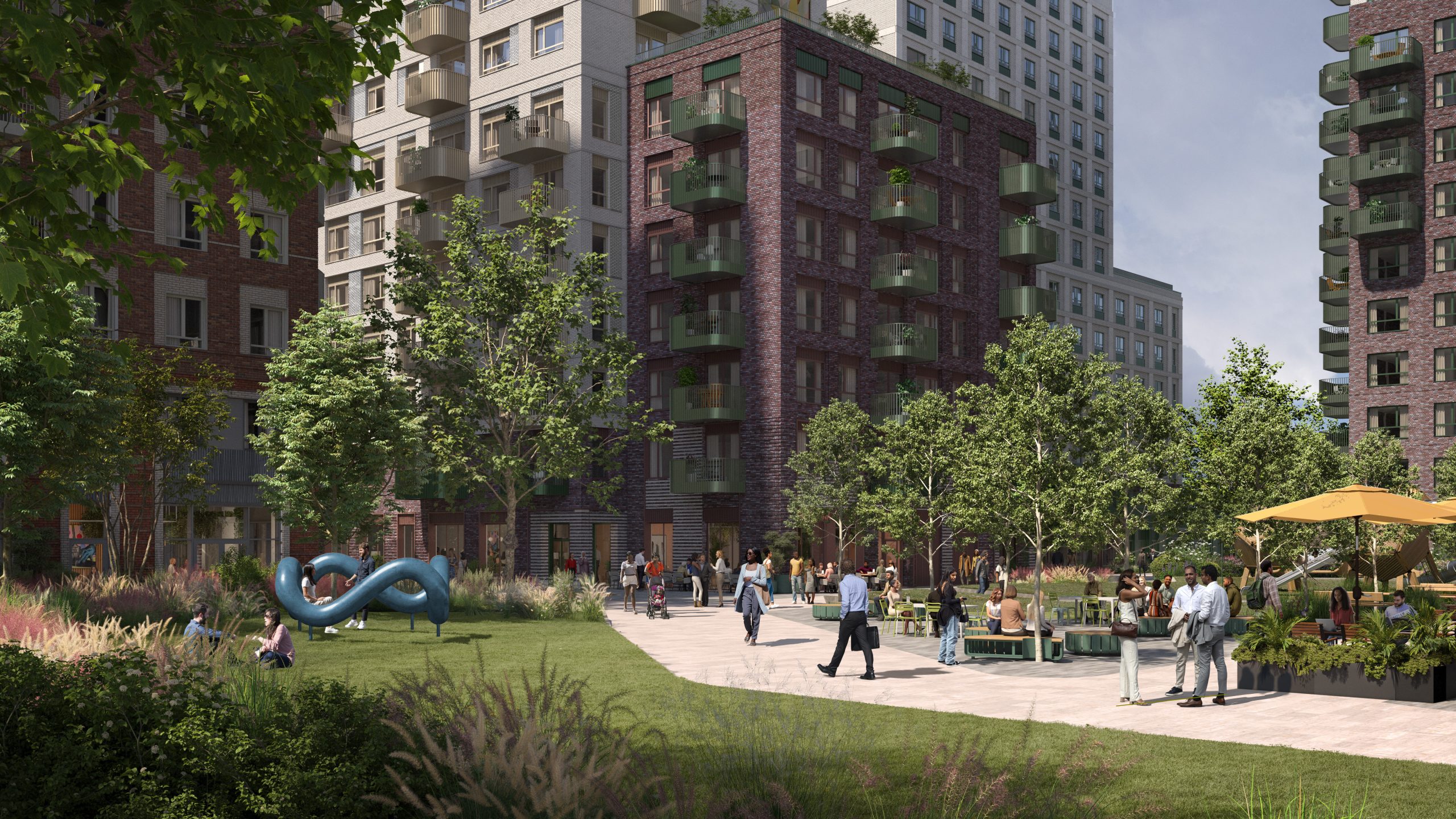 Computer-generated view of the proposed North West Quadrant central gardens